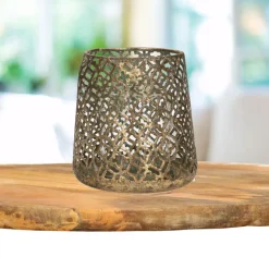 Countryfield Luxe theelichthouder - metaal - brons - D12 x H13 cm