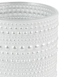 Countryfield theelichthouder/kaarsenhouder - wit/zilver - H10 cm