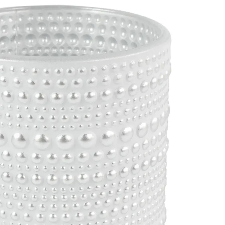 Countryfield theelichthouder/kaarsenhouder - wit/zilver - H10 cm