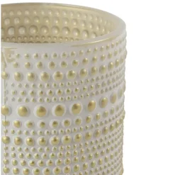 Countryfield theelichthouder/kaarsenhouder - creme /goud - H10 cm