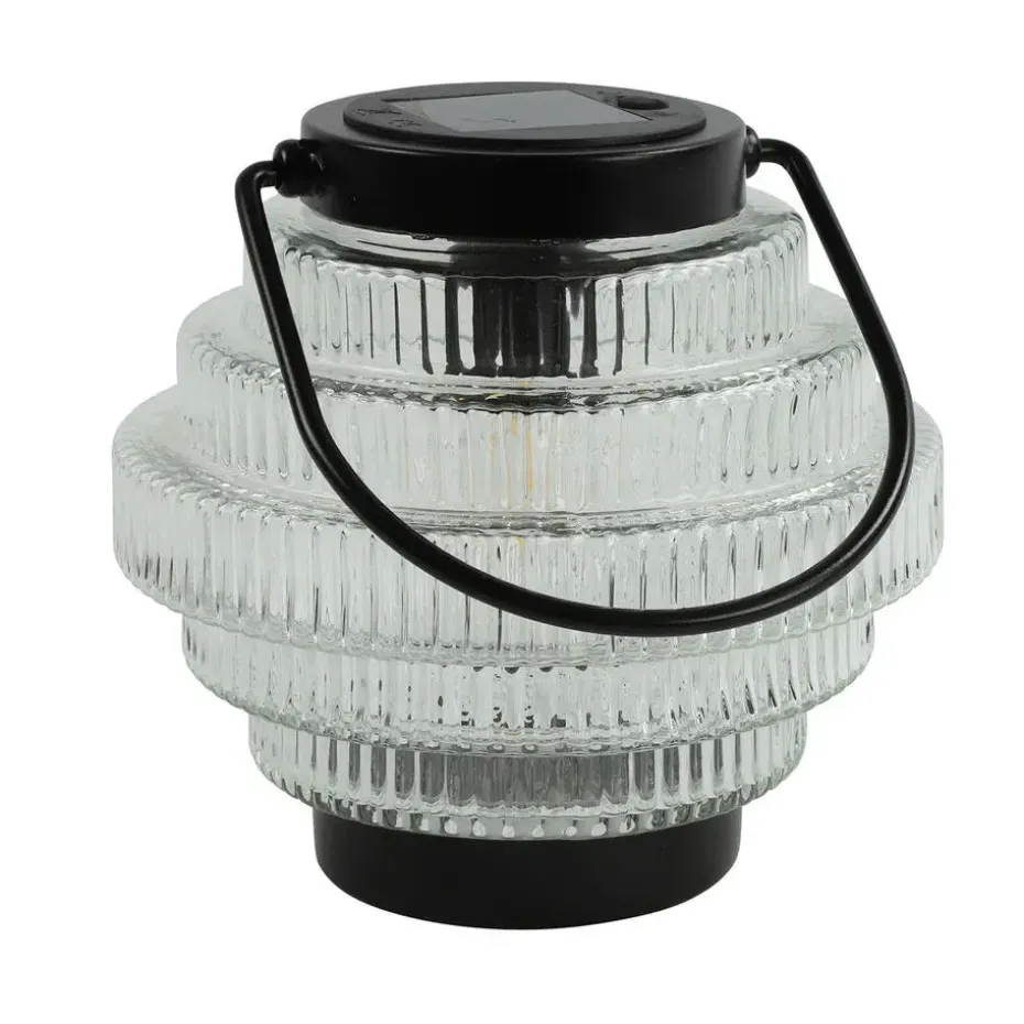 Countryfield Tuin lantaarn - solar - transparant/zwart - D16 x H16 cm