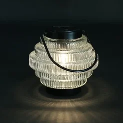 Countryfield Tuin lantaarn - solar - transparant/zwart - D16 x H16 cm