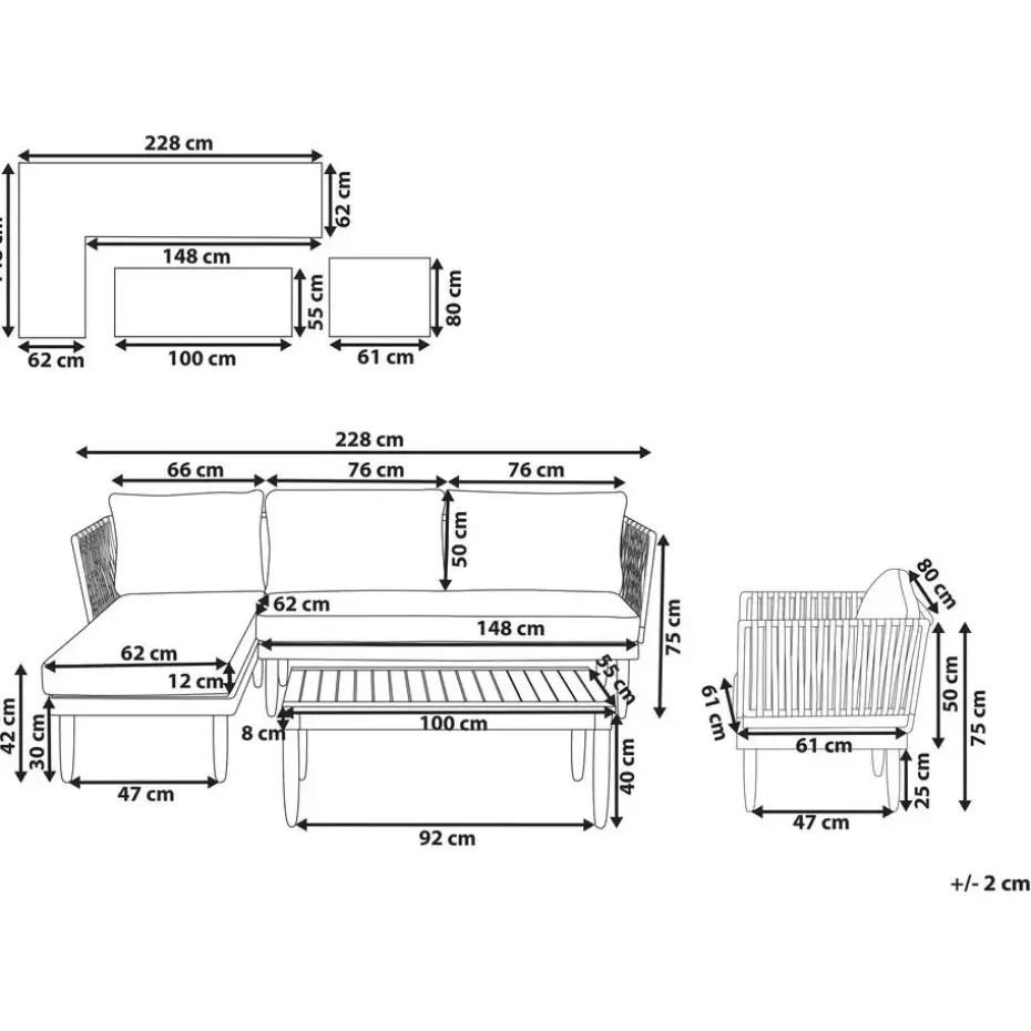CREMONA - Loungeset voor 4 - Lichte houtkleur - Acaciahout