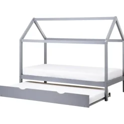 CRILLON - Onderschuifbed - Grijs - 90 x 200 - Hout