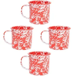 Crow Canyon Home Mokkenset Splatter - 4 Stuks - Rood