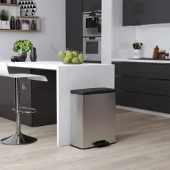 Curver Decobin Duo Prullenbak - 26L+26L - Zilver metallic