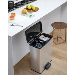 Curver Decobin Duo Prullenbak - 26L+26L - Zilver metallic