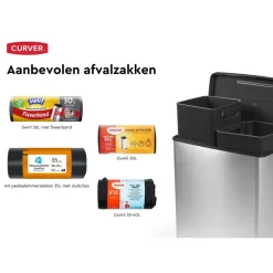 Curver Decobin Duo Prullenbak - 26L+26L - Zilver metallic