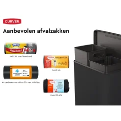 Curver Decobin Duo Prullenbak - 26L+26L - Rechthoekig - Zwart