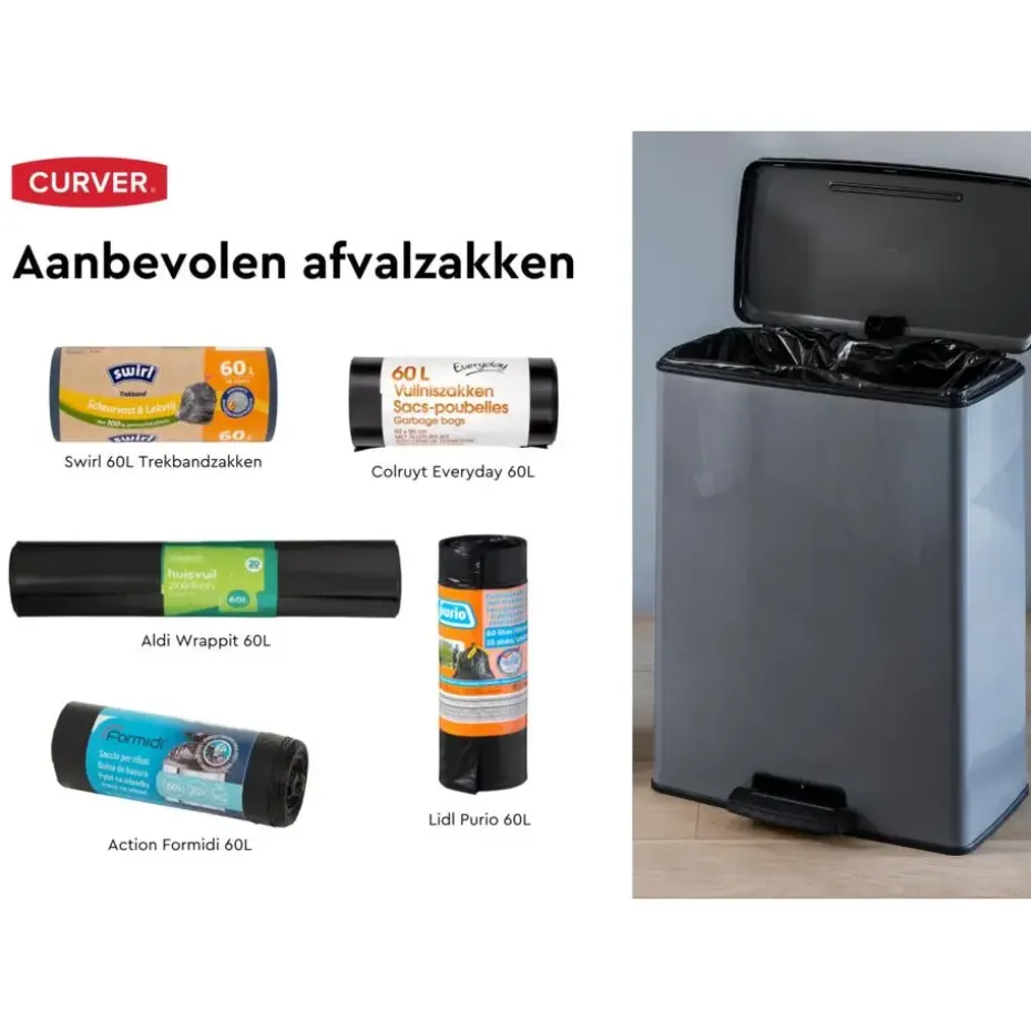 Curver Decobin Prullenbak - 65L - Rechthoekig - Cool Grey