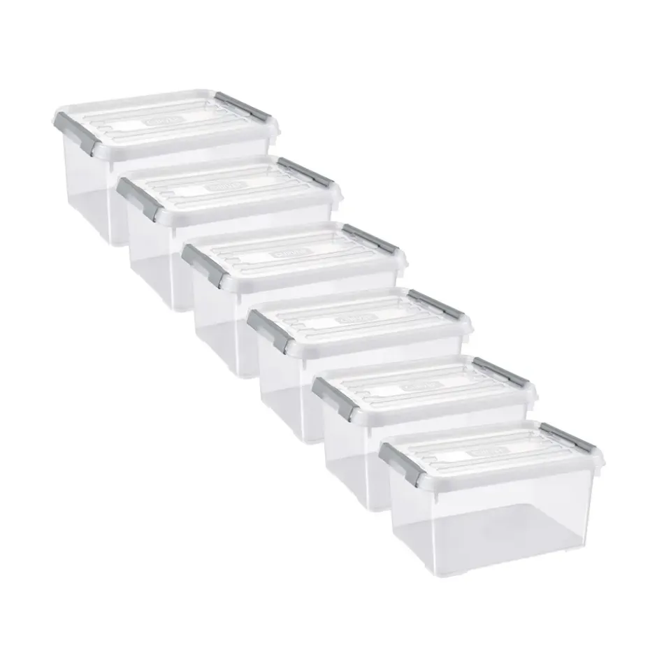 Curver Handy+ Opbergbox - 15L - 6 stuks - Transparant met deksel