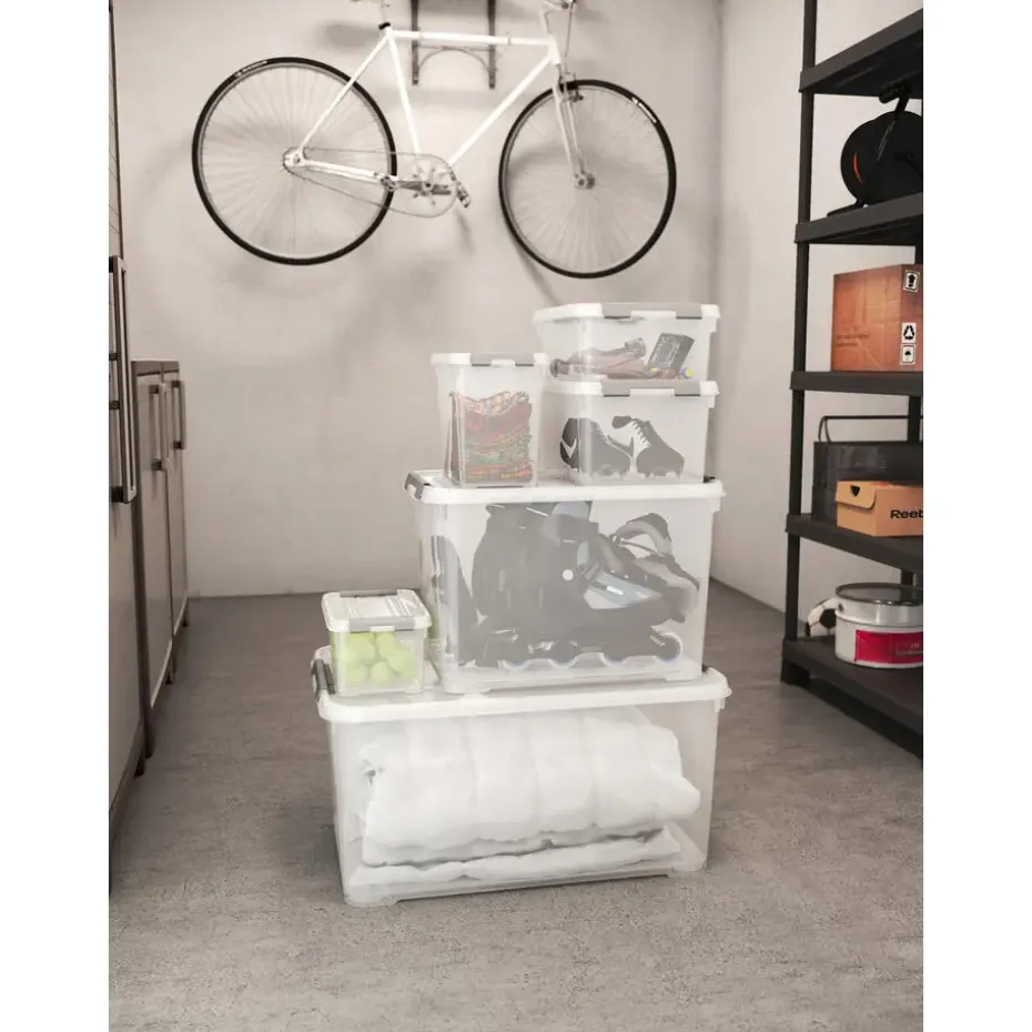 Curver Handy+ Opbergbox - 15L - 6 stuks - Transparant met deksel