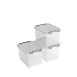 Curver Handy+ Opbergbox - 20L - 3 stuks - Transparant met deksel
