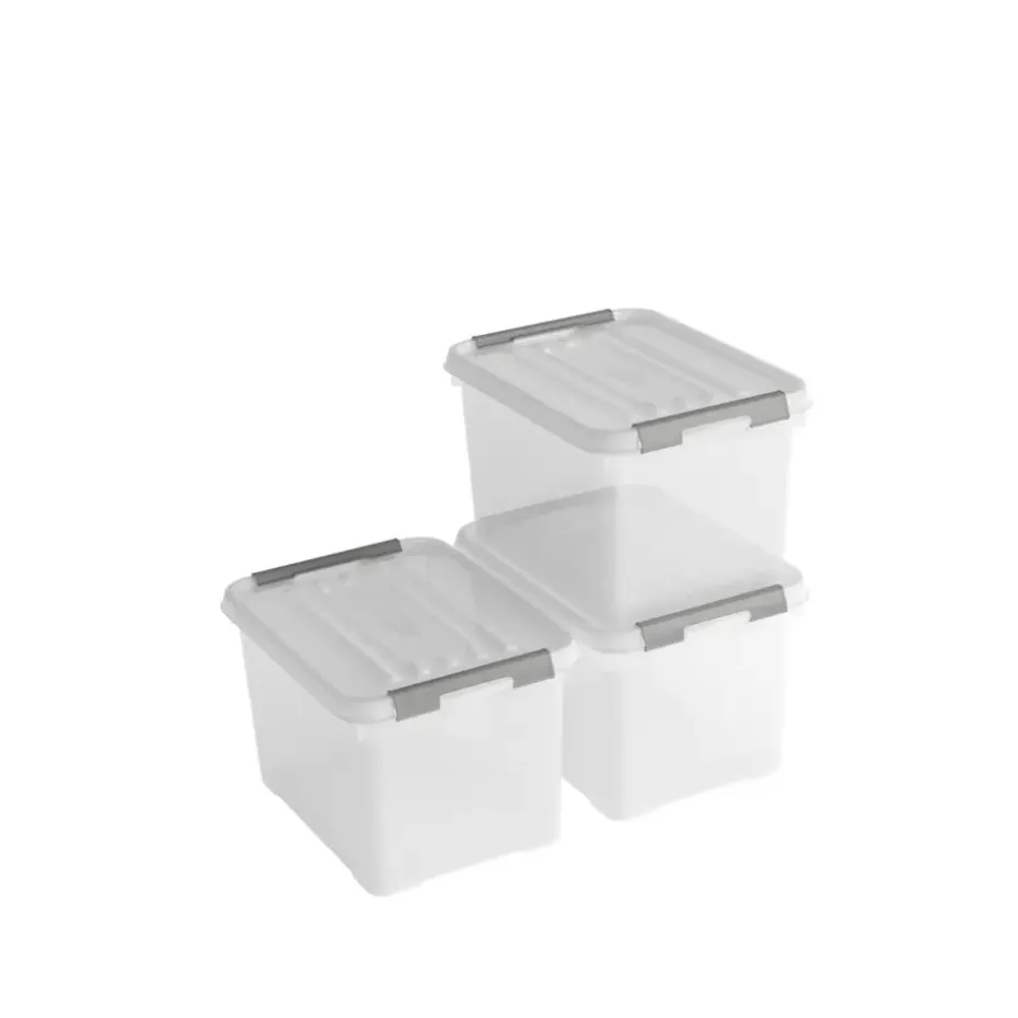 Curver Handy+ Opbergbox - 20L - 3 stuks - Transparant met deksel