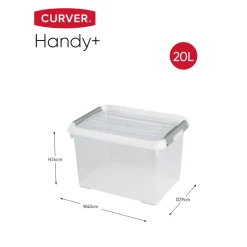 Curver Handy+ Opbergbox - 20L - 3 stuks - Transparant met deksel