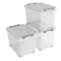 Curver Handy+ Opbergbox - 65L - 3 stuks - Transparant met deksel