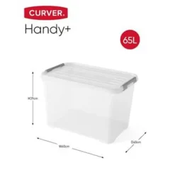 Curver Handy+ Opbergbox - 65L - 3 stuks - Transparant met deksel