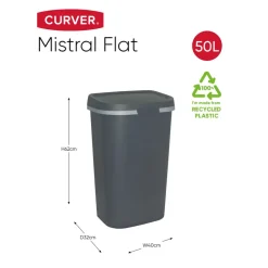 Curver Mistral Flat Prullenbak - 50L - Antraciet