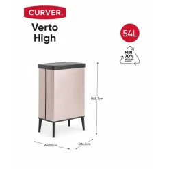 Curver Verto High - Prullenbak 54L - Rose - 44x27x69cm