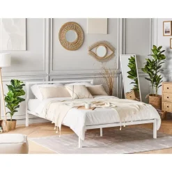 CUSSET - Tweepersoonsbed - Wit - 140 x 200 cm - Metaal