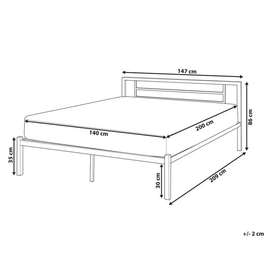 CUSSET - Tweepersoonsbed - Wit - 140 x 200 cm - Metaal