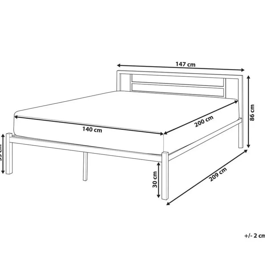 CUSSET - Tweepersoonsbed - Wit - 140 x 200 cm - Metaal