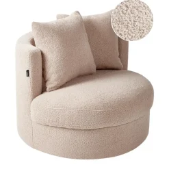 DALBY - Fauteuil - Beige - Bouclé