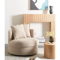 DALBY - Fauteuil - Beige - Bouclé