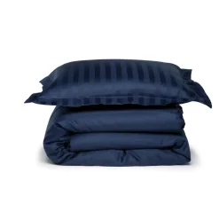 Damai dekbedovertrek katoen-satijn - 140x200/220 cm - Blauw gestreept