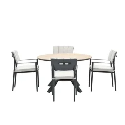 Dane tuinset 5-delig - Tulli tuintafel Ø122 cm