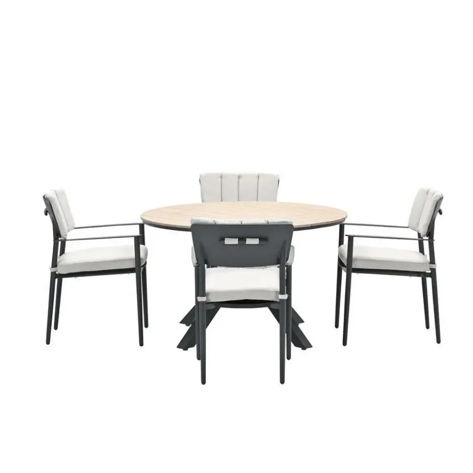 Dane tuinset 5-delig - Tulli tuintafel Ø122 cm