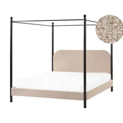 DANNEMOIS - Tweepersoonsbed - Taupe - 160x200 cm - Bouclé