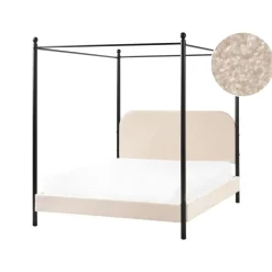 DANNEMOIS - Tweepersoonsbed - Beige - 140x200 cm - Bouclé