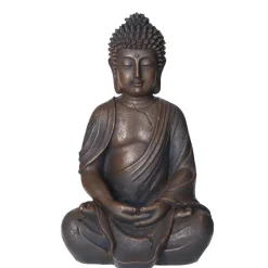 Deco by Boltze Boeddha beeld Zen - donkerbruin - 13 x 10 x 20 cm