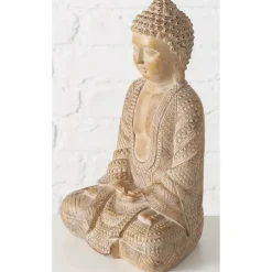 Deco by Boltze Boeddha beeld Legolas - beige - 19 x 13 x 30 cm