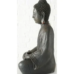 Deco by Boltze Boeddha beeld Zen - antiek grijs - 34 x 45 x 70 cm