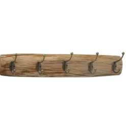Deco by Boltze Kapstok met 5 haken - hout/metaal - 55 cm