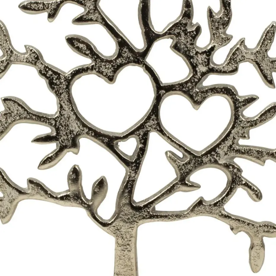 Decoratie levensboom - Tree of Life - aluminium/hout - 23x26 cm
