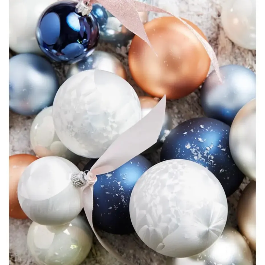 Decoris Kerstballen - 6 st - wit - glas - mat-glans - 8 cm