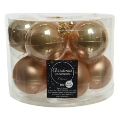 Decoris Kerstballen - 10 stuks - glas - toffee bruin - 6 cm