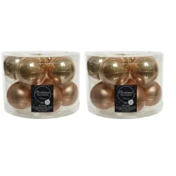Decoris Kerstballen - 10 stuks - glas - toffee bruin - 6 cm