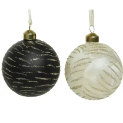 Decoris Kerstballen - 3 stuks - brass zwart met goud - 8 cm