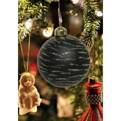 Decoris Kerstballen - 3 stuks - brass zwart met goud - 8 cm