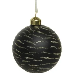 Decoris Kerstballen - 3 stuks - brass zwart met goud - 8 cm