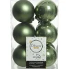 Decoris Kerstballen - 12 stuks - kunststof - mos groen - 6 cm