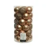 Decoris Kerstballen - 37 stuks - kunststof - toffee bruin - 6 cm