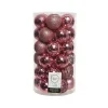 Decoris Kerstballen - 37 stuks - kunststof - roze - 6 cm