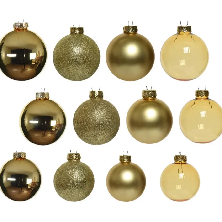 Decoris kerstballen - 42x - goud - glas - 5-6-7 cm
