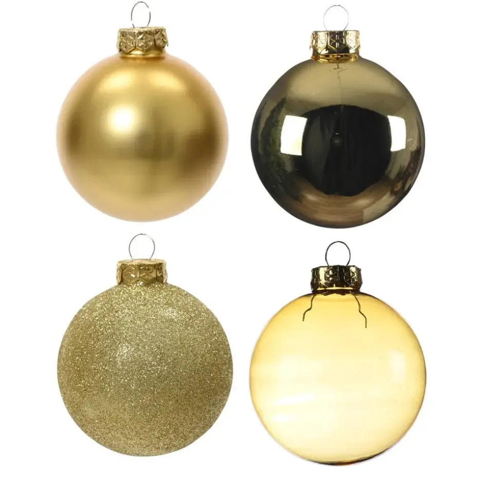 Decoris kerstballen - 42x - goud - glas - 5-6-7 cm