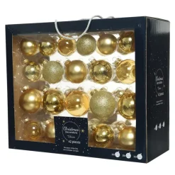 Decoris kerstballen - 42x - goud - glas - 5-6-7 cm